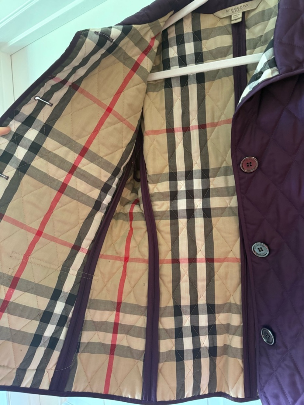 Burberry Purple Quilted Jacket with Signature Check Lining - Picture 5 of 7